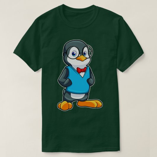 眼鏡の付いたおたくとしてのペンギン Tシャツ (デザイン正面)