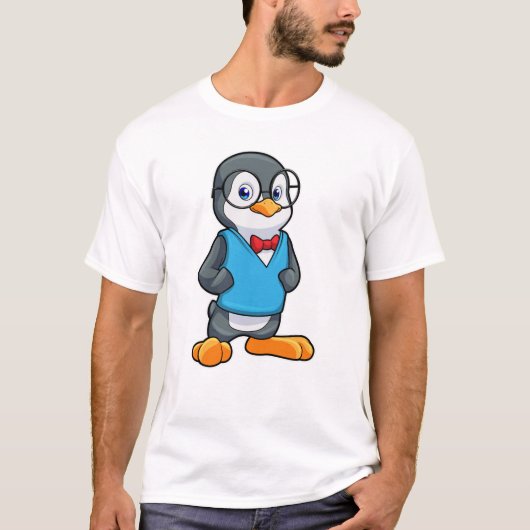 眼鏡の付いたおたくとしてのペンギン Tシャツ (正面)