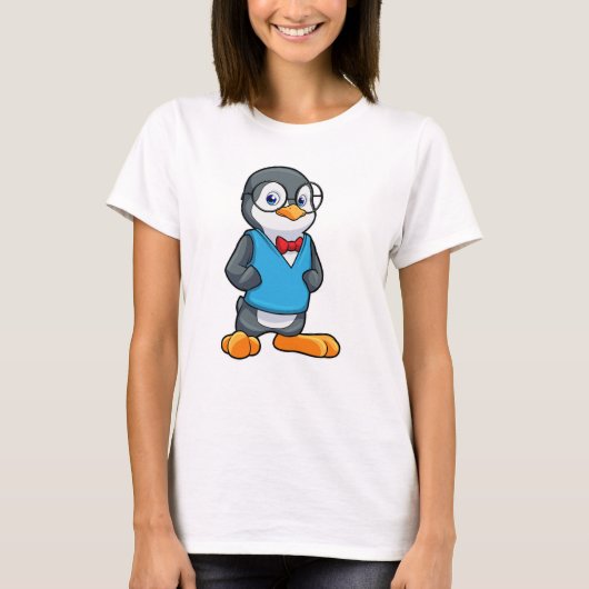 眼鏡の付いたおたくとしてのペンギン Tシャツ (正面)