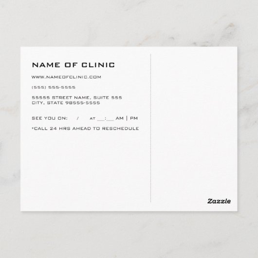 眼鏡の失明眼検査アポイントメントアラーム ポストカード (裏面)