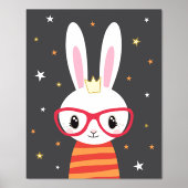 眼鏡の子供のバニーのウォールアート子供部屋の装飾 箔ポスター (正面)