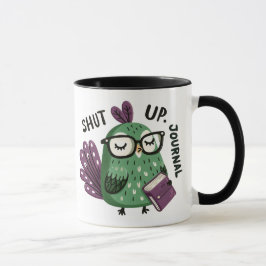 眼鏡の孔雀 – "Shut Up, Journal おもしろい" マグカップ