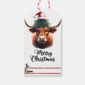 眼鏡の明るい牛クリスマスラベル ギフトタグ (正面)