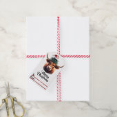 眼鏡の明るい牛クリスマスラベル ギフトタグ (より糸付き)