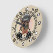 眼鏡の時計を着たドイツの羊飼い ラウンド壁時計 (傾斜)