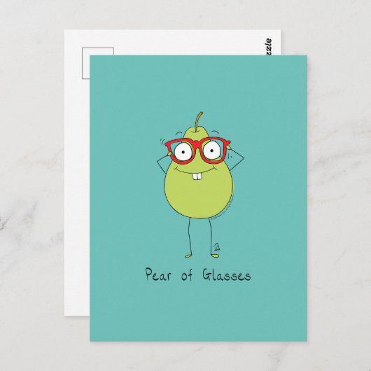 眼鏡の梨かわいいはがきおもしろいと ポストカード (正面/裏面)