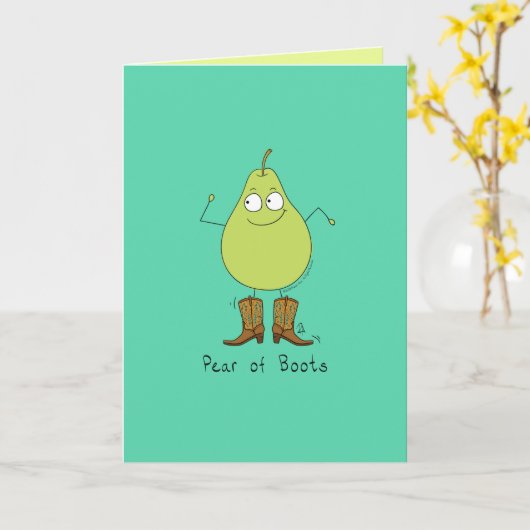 眼鏡の梨 – Pear おもしろい Pun Card カード (黄色い花)