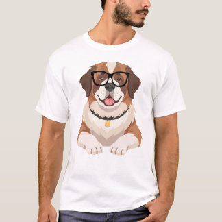 眼鏡の犬Tシャツ Tシャツ