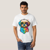 眼鏡のTシャツが付いたかわいい犬 Tシャツ (正面フル)