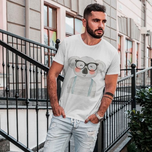 眼鏡のTシャツを着たかわいいコアラ Tシャツ