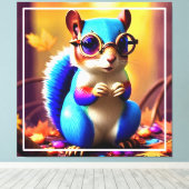 眼鏡ぼやけ付きかわいいリス キャンバスプリント (インサイチュ (ウッドフロア))