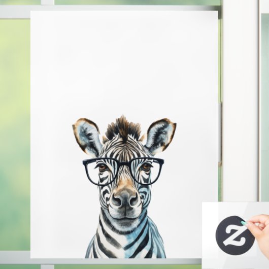 眼鏡をおもしろい掛けたゼブラ ウィンドウサイン (ホーム)