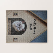 眼鏡をかおもしろいけた猫がスタッフ引用文 ジグソーパズル (横)