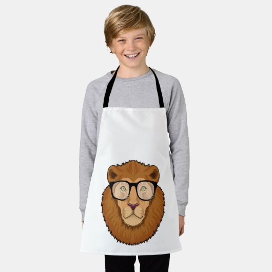 眼鏡をかけたおたくとしてのライオン エプロン (着用した状態)
