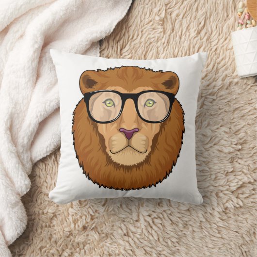 眼鏡をかけたおたくとしてのライオン クッション (ブランケット)