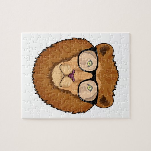 眼鏡をかけたおたくとしてのライオン ジグソーパズル (横)