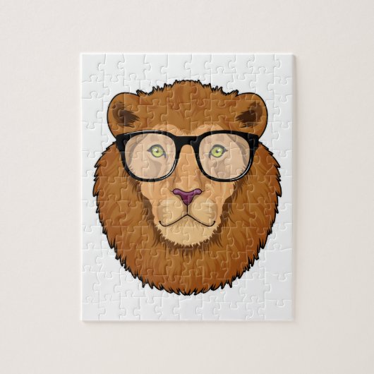 眼鏡をかけたおたくとしてのライオン ジグソーパズル (縦)