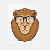 眼鏡をかけたおたくとしてのライオン フリースブランケット (正面)