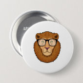 眼鏡をかけたおたくとしてのライオン 缶バッジ (正面&裏面)