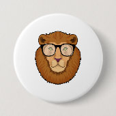 眼鏡をかけたおたくとしてのライオン 缶バッジ (正面)