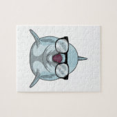 眼鏡をかけたおたくイルカ ジグソーパズル (横)