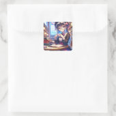 眼鏡をかけたかわいいアニメ読の少女 スクエアシール (バッグ)