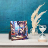 眼鏡をかけたかわいいアニメ読の少女 フォトプラーク (インサイチュ)