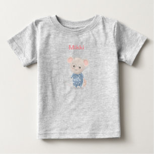 眼鏡をかけたかわいいネズミ ベビーTシャツ