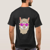 眼鏡をかけたかわいいラマのイラスト Tシャツ (裏面)
