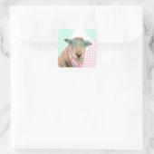 眼鏡をかけたかわいい羊 スクエアシール (バッグ)