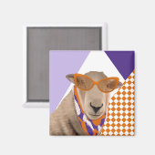 眼鏡をかけたかわいい羊 マグネット (正面/裏面)