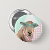 眼鏡をかけたかわいい羊 缶バッジ (正面&裏面)