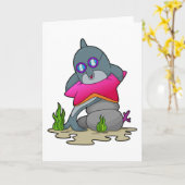 眼鏡をかけたイルカ カード (黄色い花)