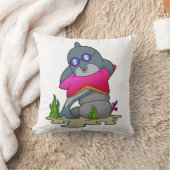 眼鏡をかけたイルカ クッション (ブランケット)