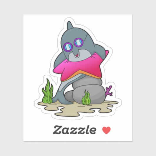 眼鏡をかけたイルカ シール (シート)