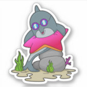 眼鏡をかけたイルカ シール (正面)