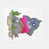 眼鏡をかけたイルカ フリースブランケット (正面(横))