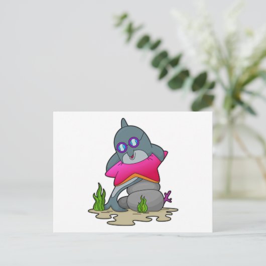 眼鏡をかけたイルカ ポストカード (スタンド正面)