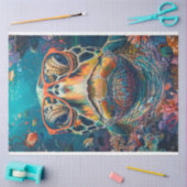 眼鏡をかけたウミガメの眼鏡をかけたデコパージュ 薄葉紙 (クラフト)