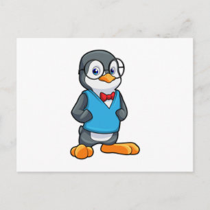 眼鏡をかけたオタクのペンギン ポストカード