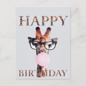 眼鏡をかけたキリン 誕生日おめでとう ポストカード (正面)