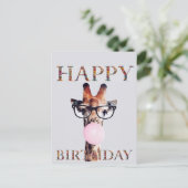 眼鏡をかけたキリン Happy Birthday ポストカード (スタンド正面)