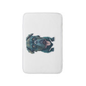 眼鏡をかけたグリーン犬 バスマット (正面縦)