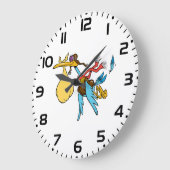 眼鏡をかけたコウテイペンギンと赤ちゃんの束が飛ぶ ラージ壁時計 (傾斜)