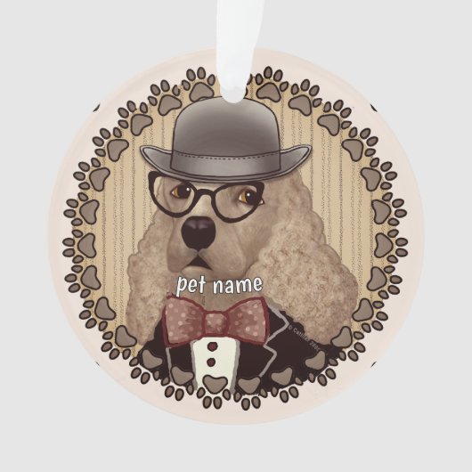 眼鏡をかけたコッカー・スパニエル オーナメント (正面)