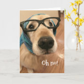 眼鏡をかけたゴールデンレトリバー犬はもうすぐ元気になる カード (黄色い花)