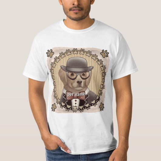 眼鏡をかけたゴールデンレトリバーTシャツ Tシャツ (正面)