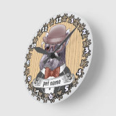 眼鏡をかけたシュナウザー ラウンド壁時計 (傾斜)