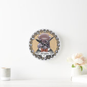 眼鏡をかけたシュナウザー ラウンド壁時計 (ホーム)