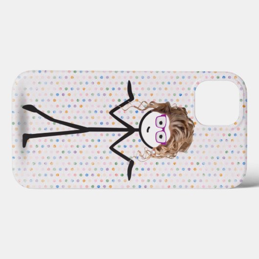 眼鏡をかけたスティックガール水玉模様 Case-Mate iPhoneケース (裏面 (横))